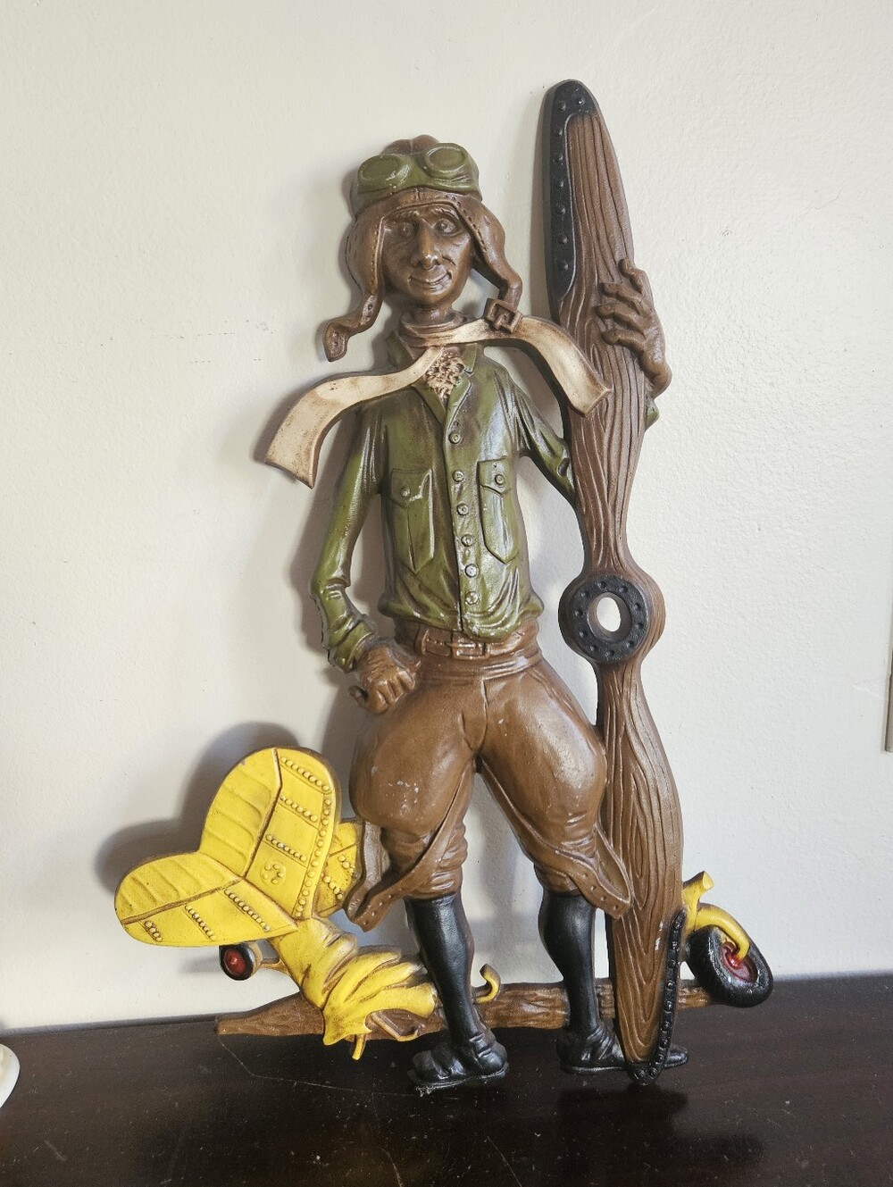 Vintage 1972 Sexton Cast Aluminum Aviator Pilot Wall Art Plaque Decor 799-9 MCM